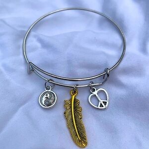 Brand New! Handmade! Adjustable Charm Bangle Bracelet!